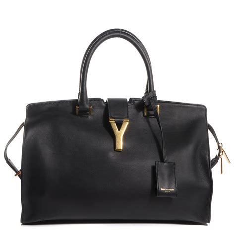 ysl cabas bag black|SAINT LAURENT Textured Calfskin Medium Classic .